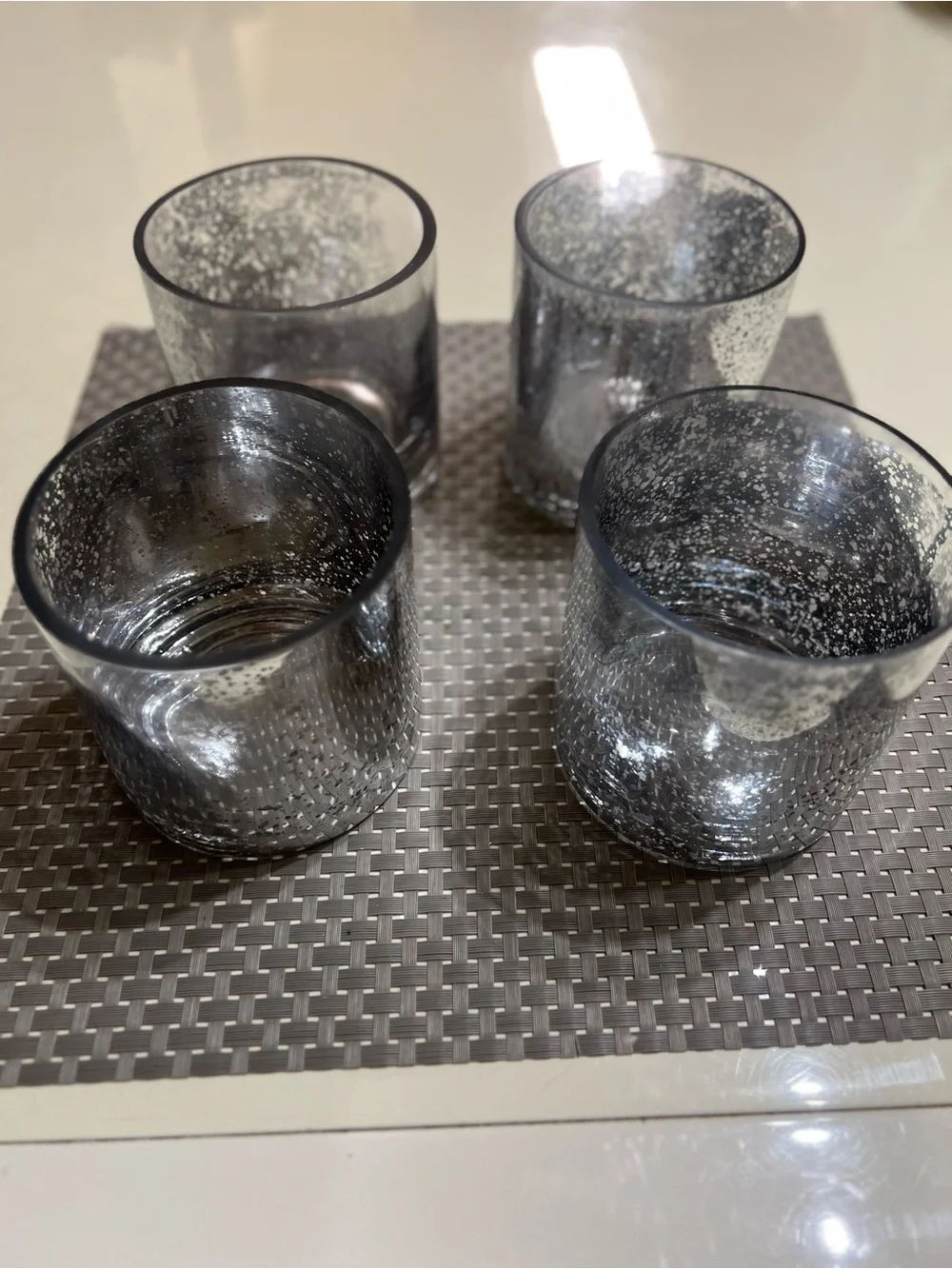 Silver Mercury Glass Votive Candle Holders - Set of 4